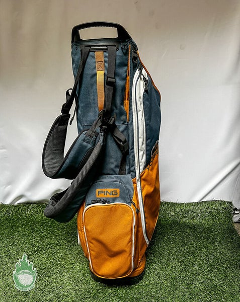 Used PING Hoofer Lite Gold/Blue/White Golf Stand Bag Dual Backpack Straps