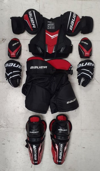 Bauer JR Small equipment pants gloves shin elbow shoulder junior ice hockey set