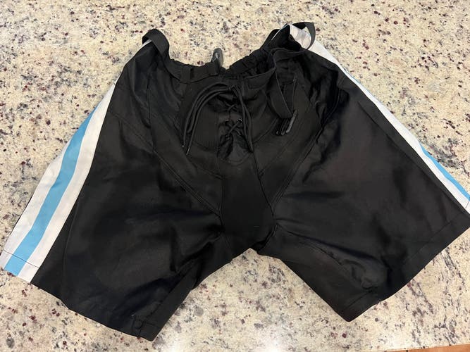 Black - White/Blue Strip Hockey Pants Shell