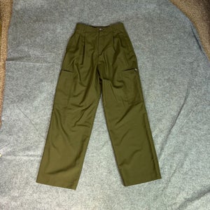 Zara Womens Pants Extra Small Olive Green Straight Pleated Office Career Pockets