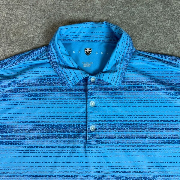 Nike Mens Polo Shirt Extra Large Golf Blue Striped Sports Swoosh Performance Top