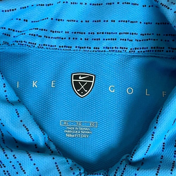Nike Mens Polo Shirt Extra Large Golf Blue Striped Sports Swoosh Performance Top