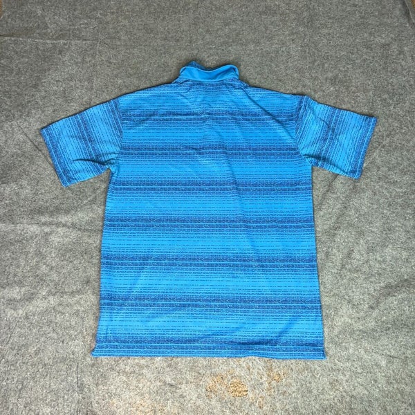 Nike Mens Polo Shirt Extra Large Golf Blue Striped Sports Swoosh Performance Top