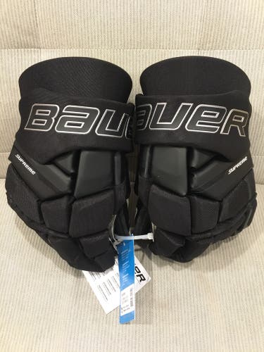 New! Bauer Supreme M3 Hockey Gloves Black Senior Size 14"