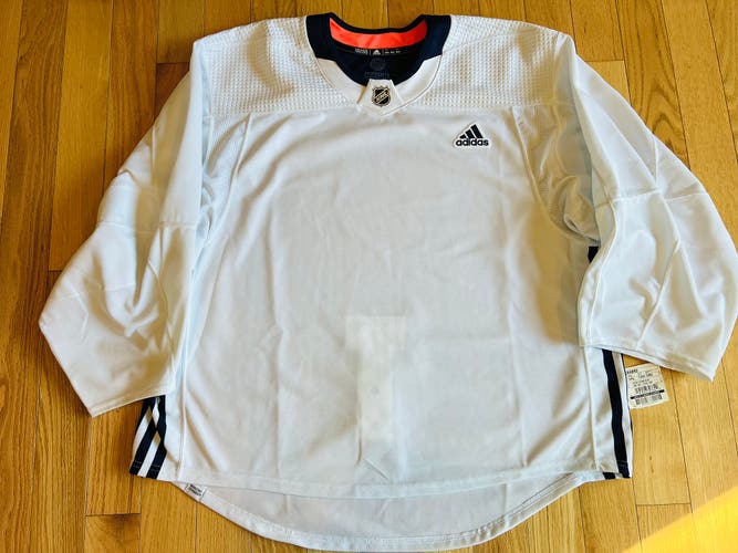 NHL Blank Prime Green Adidas MIC practice jersey, White with Navy Trim, 58G, NWT