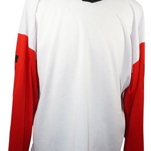 Adult Medium - Xtreme Basics Sr M - White Red Blk - Ice Roller Hockey Jersey #5