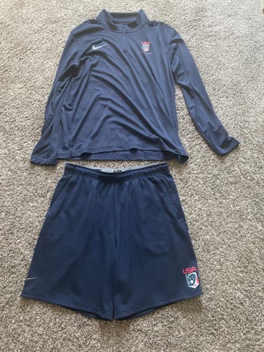 Team Issued Team USA Lacrosse quarter zip and shorts