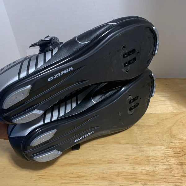 Venzo MX Three Strap Cycling Bicycle Bike Shoes Black & White, Mens US 11 EU 46
