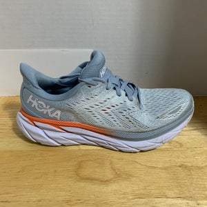 Hoka One One Clifton 8 Womens Size 9.5B Wide Running Shoes Sneakers Blue Fog