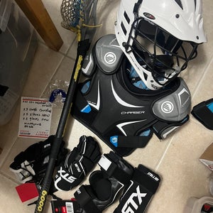 Youth Xs lacrosse equipment. Meets NOCSAE standards. Full set