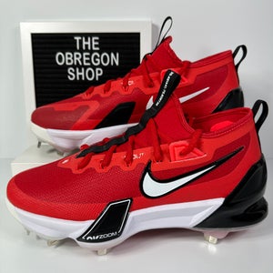 NIKE FORCE ZOOM TROUT 9 ELITE UNIVERSITY RED MENS BASEBALL CLEATS SIZE 8.5 LOW TOP MESH BLACK WHITE