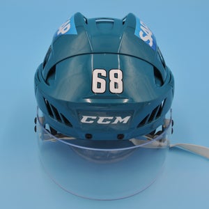 San Jose NHL Game-Used CCM HTV8K Rare Teal #68 Mike Hoffman Helmet Pro Stock