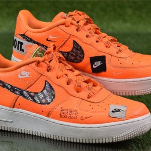 NIKE AIR FORCE 1 "JUST DO IT" SHOES, ORANGE EDITION, US 6.5Y