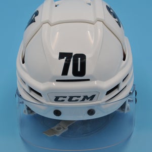 San Jose AHL Game-Used CCM HTSPTX Rare White #58 Brendan Coe Pro Stock Helmet