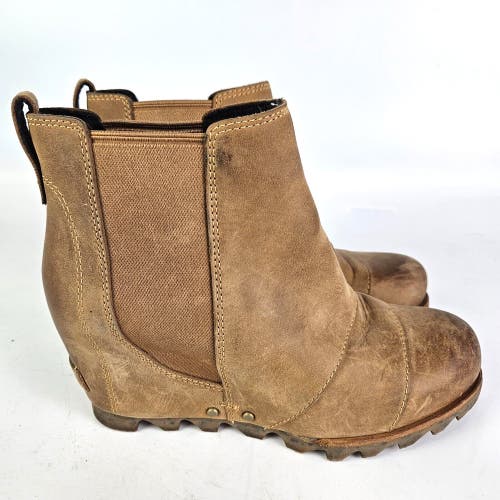 Sorel Lea Wedge Joan Of Arctic Elk Brown Womens Bootie Ankle Shoe Size 5.5