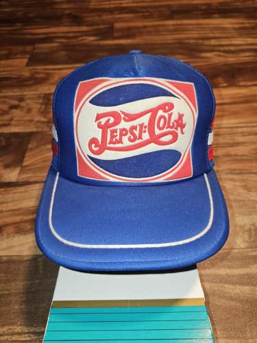 Vintage Rare Pepsi Cola 3 Stripe Mesh Truck Soda Drink Promo Hat Cap Snapback