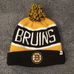 47 Brand NHL Boston Bruins Logo Pom Pom Beanie Knit Hat