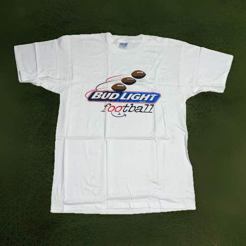 Vintage NOS Bud Light Football New Old Stock Graphic NFL T-Shirt Mens Size XL