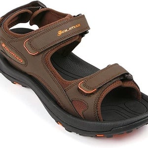 Orlimar Golf Men's Spikeless Golf Sandals - Brown / Orange - Men's US Size 9