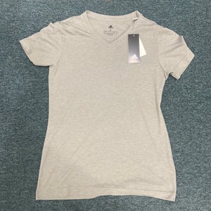 New Adidas Men's Small Gray V-Neck Blend Tee