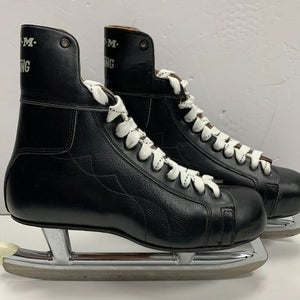 Vintage CCM Mustang hockey skates size 10 senior men's leather tube black ice sz