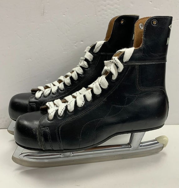 Vintage CCM Mustang hockey skates size 10 senior men's leather tube black ice sz