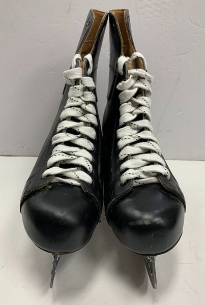 Vintage CCM Mustang hockey skates size 10 senior men's leather tube black ice sz