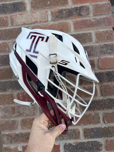 White And Maroon Temple University Cascade S Helmet