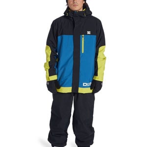 DC Men's Defiant Snowboard Jacket, Medium Black Blue Yellow New