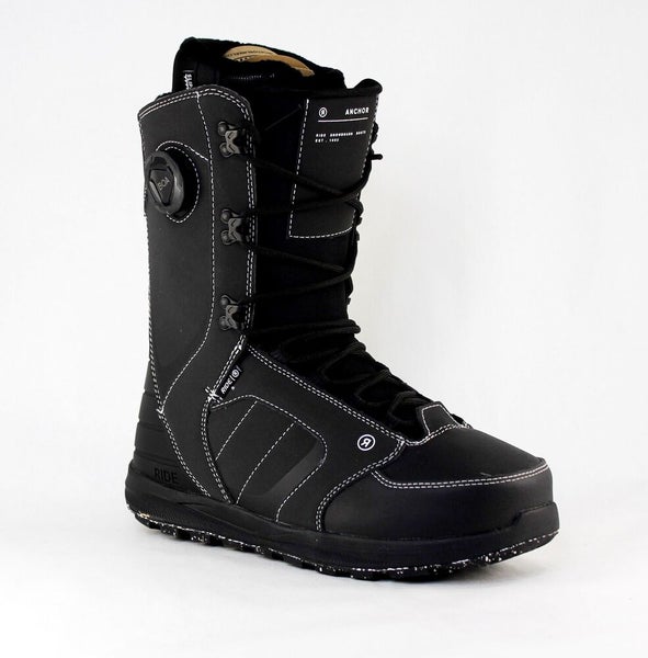 Ride Anchor Laced Tongue Tied Boa System Snowboard Boots Men's 9 Black New 2025