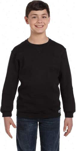 Russell Athletic Youth Unisex DriPower Black Crew Neck Fleece Sweatshirt NWT
