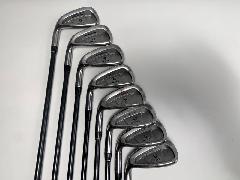 TaylorMade 360 Iron Set 3-PW Lite S-90 90g Stiff Graphite Mens LH Midsize Grips