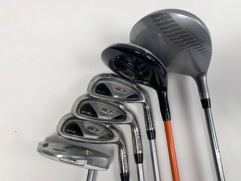 U.S. Kids Wt-20 Orange Club Set Driver 3W 6i 8i PW Putter 51" Junior LH HC