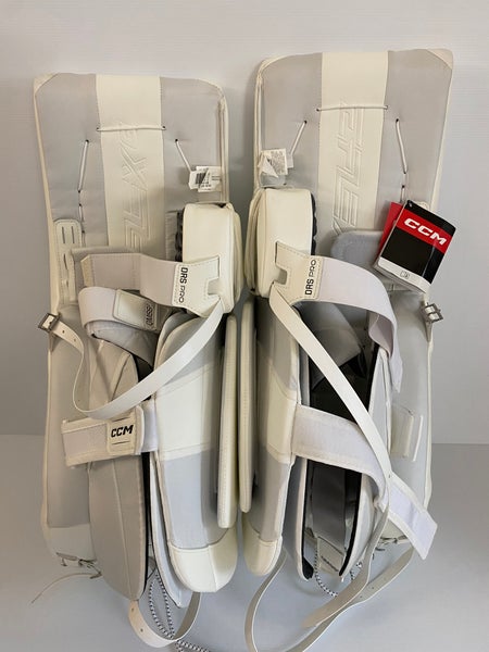 New Intermediate 31" + 1" CCM Eflex 6 Goalie Leg Pads White/White