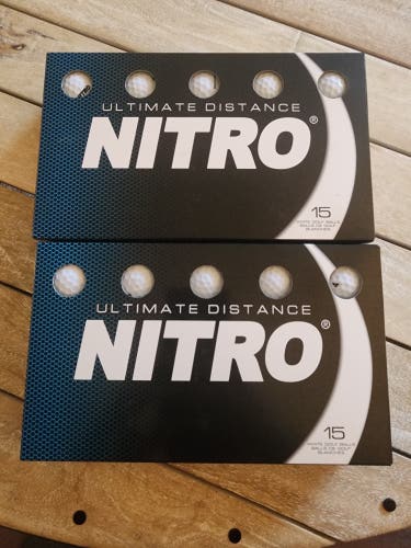 Nitro Ultimate Distance Golf Balls 2 Packs Of 15 White New In Box