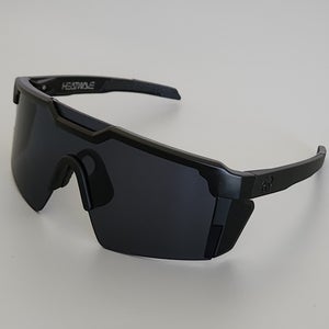 Heatwave Future Tech Large Z87 Shield Sunglasses Black Frame Dark Smoke Lens H1
