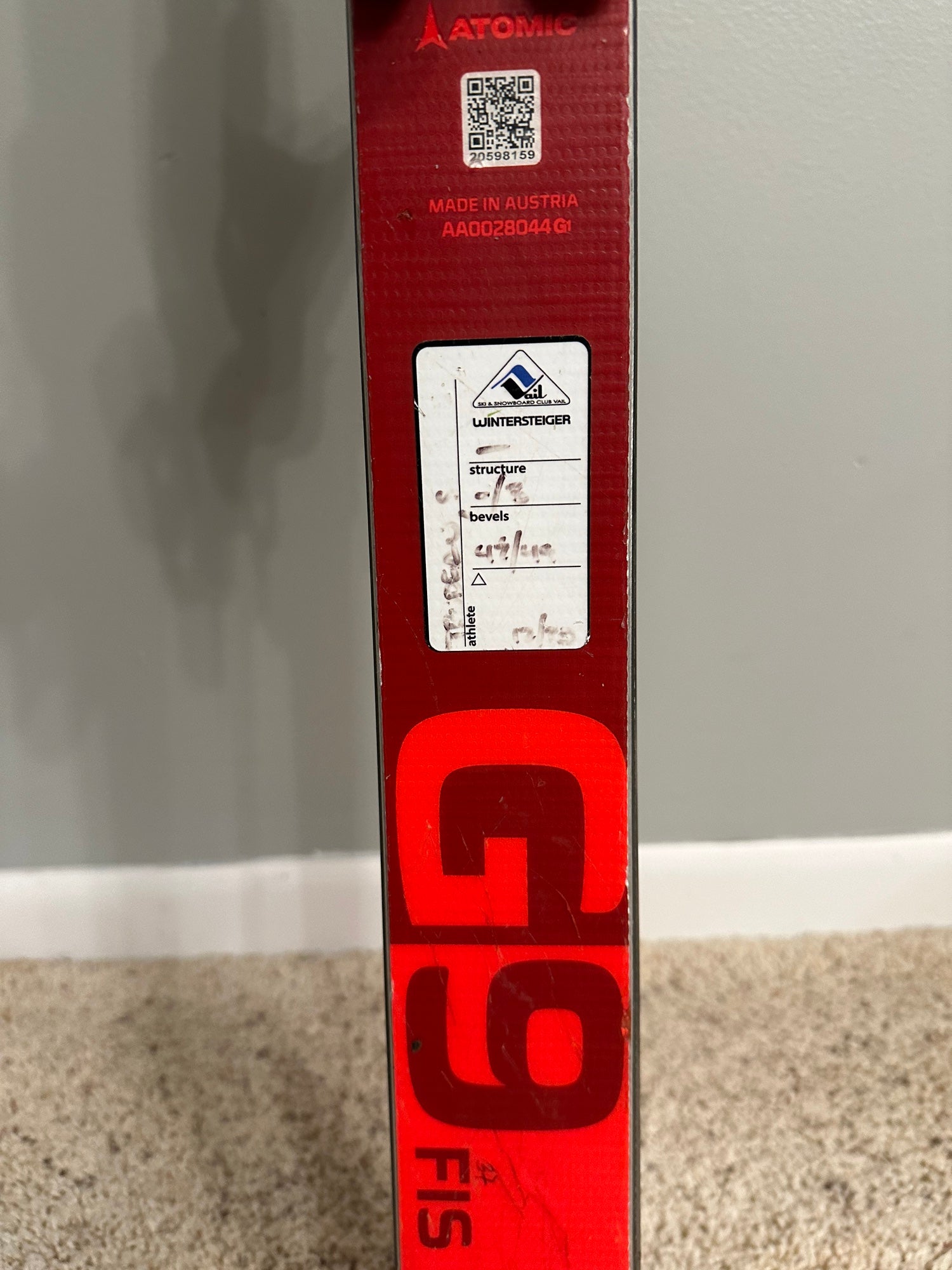 2019 Atomic G9 FIS Redster 188cm 30m w/ 2023 X16 Var Bindings