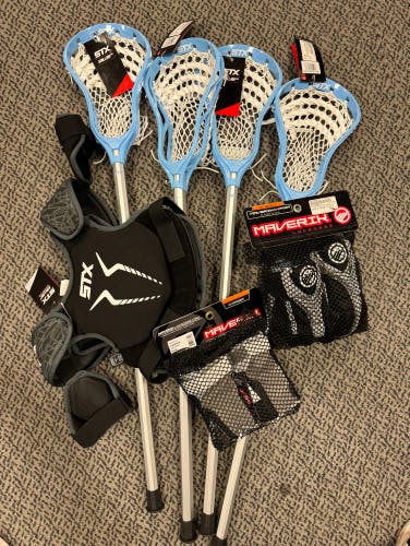STX Stick, small chest, small glove/arm pad combo