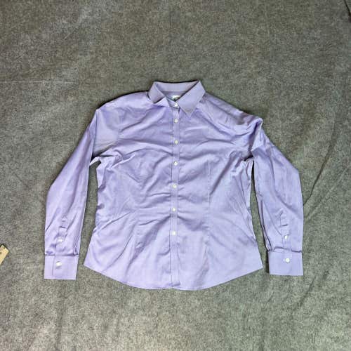 Brooks Brothers Womens Shirt 12 Purple Button Blouse Fitted Office Career Top