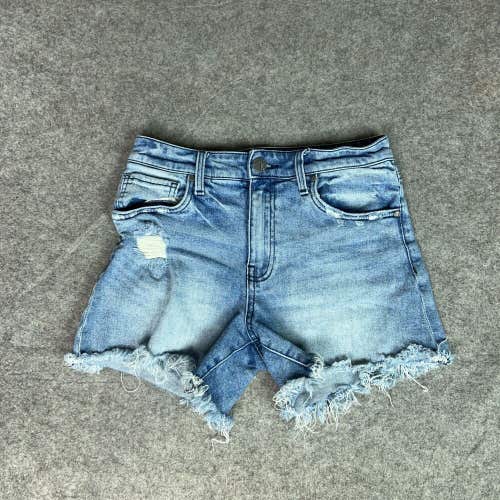 Kut From The Kloth Womens Shorts 0 Blue Denim Jean Raw Hem Jane Long 4" Capsule