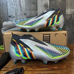 adidas Predator Edge+ SG Soccer Cleats Laceless Shoes Silver Men’s Sz 10.5