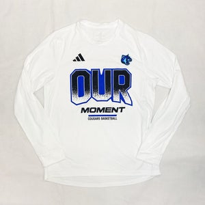 adidas Our Moment Cougars Basketball Creator LS Tee Men's M White Blue AMT2183