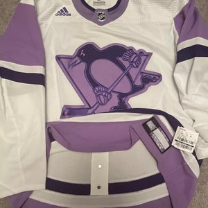 MiC Adidas Authentic Pittsburgh Penguins Hockey Fights Cancer Jersey 56