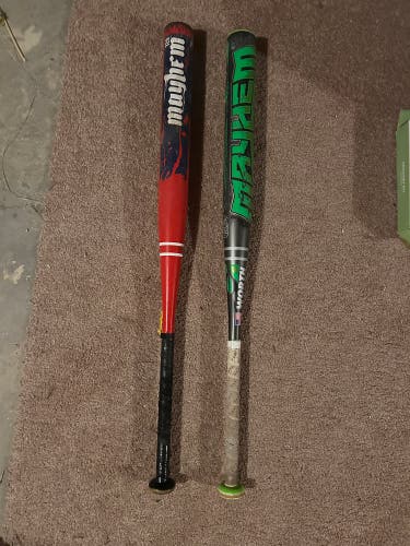 2 Used Worth Mahem Slow Pitch Softball Bats Jeff Hall  28.5 oz 34" Both For $55