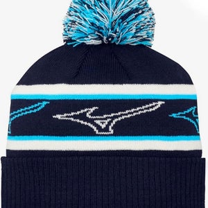 NEW Mizuno Tour Knit Pom Navy Golf Beanie