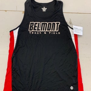 Belmont Track & Field Running Singlet Men's Large Top Black Red Shirt