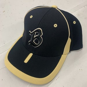B Logo Black Gold Fitted Hat Cap Adult M/L