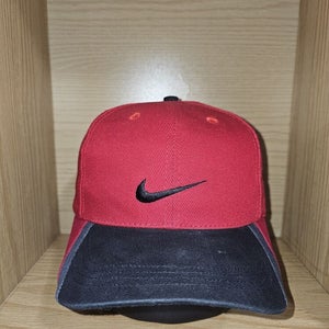 Vintage 1990s Nike Golf Sports Center Swoosh Red Black Vtg Strapback Hat Cap