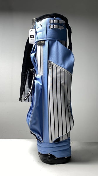 Jones Pinstripe Classic Stand Bag Blue White Black 3-Way Divide Strap Golf Bag