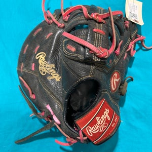 Black Used Rawlings Right Hand Throw First Base Baseball Glove 11.5"